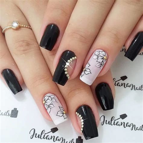 Unhas Decoradas Pretas E Branca - 46 Fotos de Unhas decoradas preto e branco