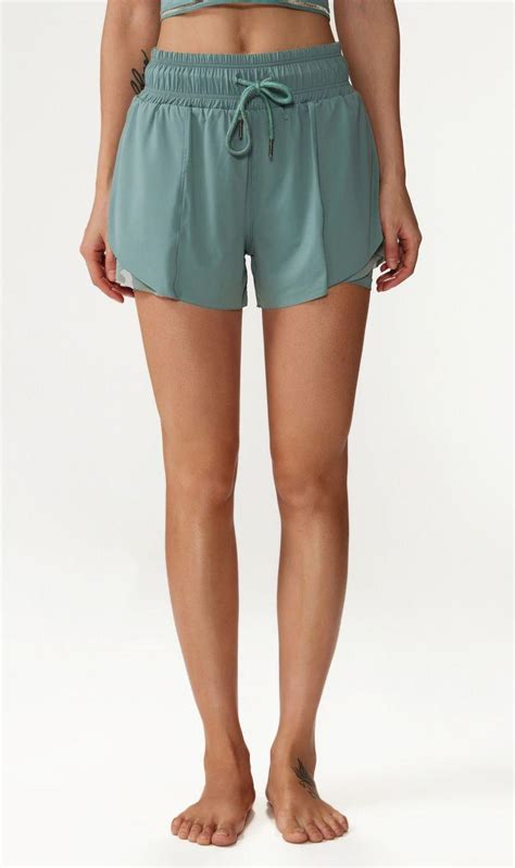 Women's Yoga Loose Fit Drawstring Shorts with Two-Piece Design - inPACE ...