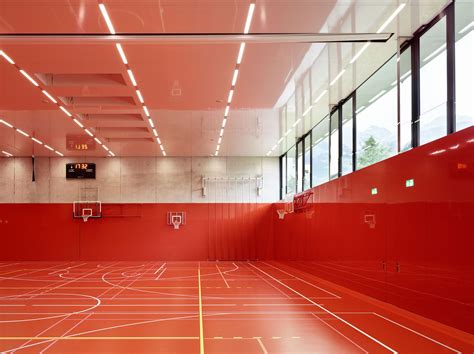 Modern Indoor Basketball Court with Red Walls
