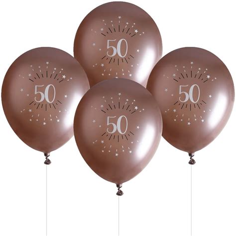 6 Rose Gold 50th Birthday Balloons, 50th Birthday Decorations, Rose ...