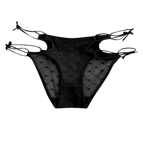 Riforla Womens Briefs Underwear Sexy Love Mesh Transparent Low Waist