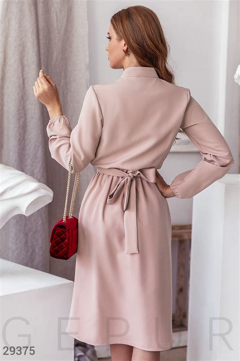 Бежевое платье с рюшами (арт. 29375) ♡ интернет-магазин Gepur