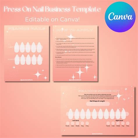 peachy press  nail business templates display sizing kit editable
