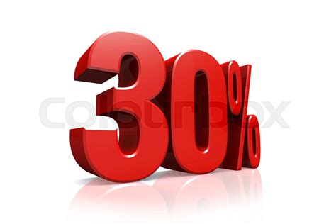 3D render text in 30 percent in red | Stock image | Colourbox