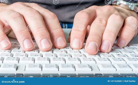 Men Hands are Typing on Computer Keyboard Stock Photo - Image of work ...