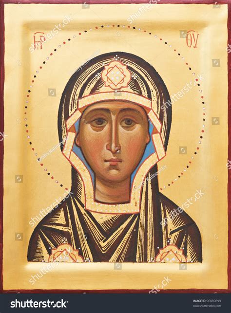 Orthodox Religious Icon Of Saint Mother Of God (Mary) On Gilding Wood ...