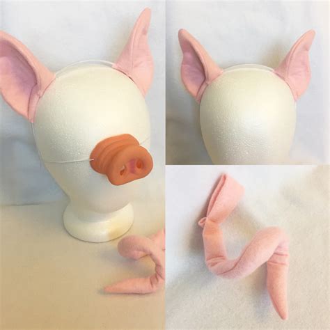 Pig Ears Tail or Nose pig costume pink pig ears pink | Etsy