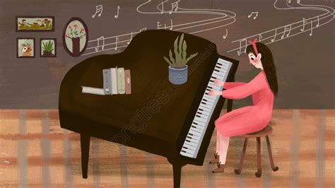 hinh anh  gai choi  piano ve tay minh hoa png  gai choi