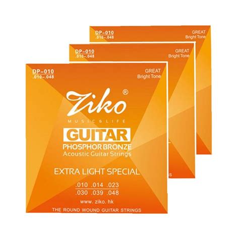 Ziko DN-010 Phosphorous Bronze Extra Light Acoustic Guitar Strings Set ...