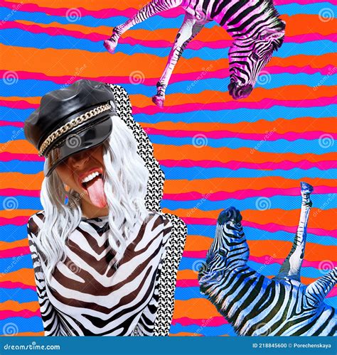 Contemporary Digital Funky Minimal Collage Poster. Party Emotional