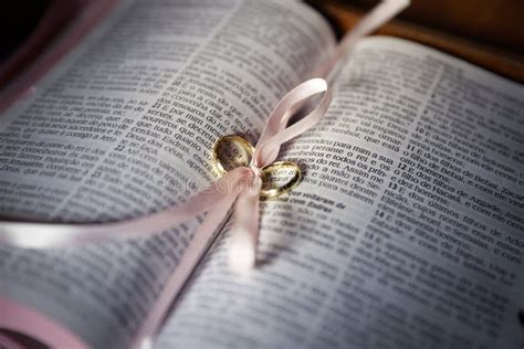 Wedding Rings in Holy Bible in Catholic Church Stock Photo - Image of ...