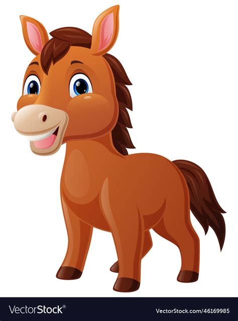 Cute baby horse cartoon on white background Vector Image