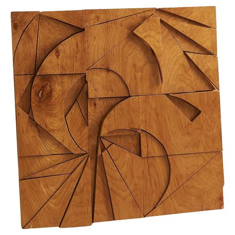 Vintage Brutalist Wooden Wall Sculpture For Sale at 1stDibs