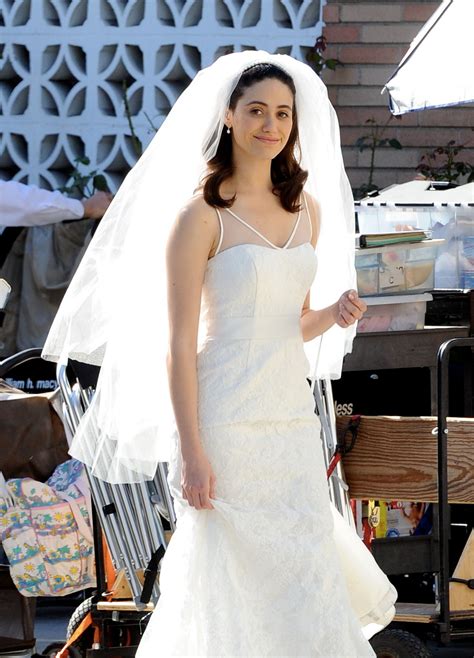 Engaged Emmy Rossum Wearing Wedding Dress | Glamour