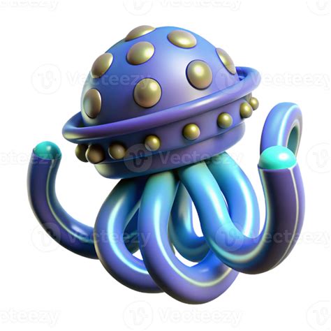 harmonious stunning Alien tentacle with suction cups and bioluminescent