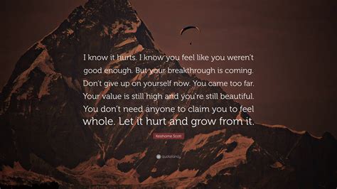 Keishorne Scott Quote: “I know it hurts. I know you feel like you weren