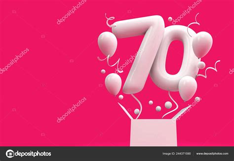 Gelukkig 70E Verjaardag Verrassing Ballon Vak Rendering — Stockfoto ...