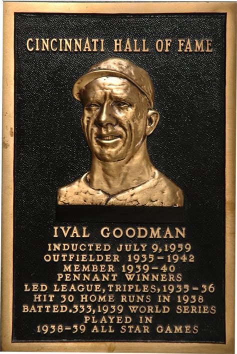 Ival Goodman Cincinnati Reds Hall of Fame Plaque