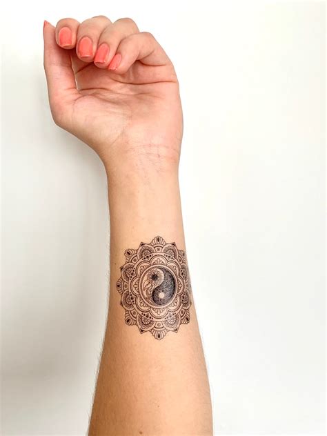 Mandala Yin Yang set of 2 Temporary Tattoo - Etsy