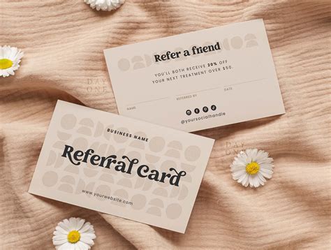 Boho Refer a Friend Card Template Chic Feminine Small - Etsy