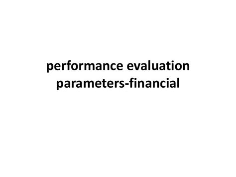 financial performance evaluation parameters