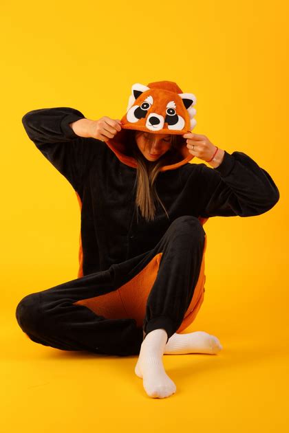 Пижама кигуруми Kigurumi Енот Красная Панда Коричнево-черный M 155-165 ...