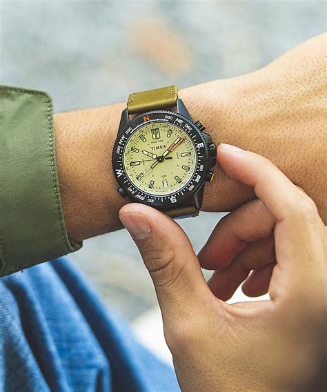 Expedition North Tide-Temp-Compass 43mm Eco-Friendly Leather Strap ...