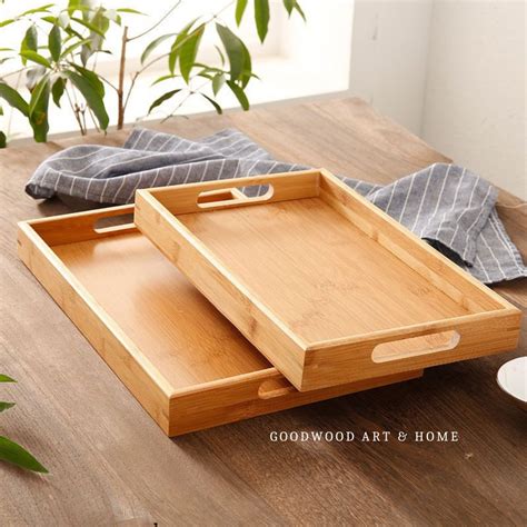 rectangle bamboo tray  handle wooden serving tray makanan tea tray