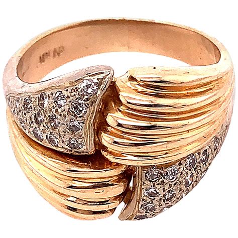Gold Bow Ring in Sterling Silver and 14 Karat Gold Fashion Two-Tone Bow