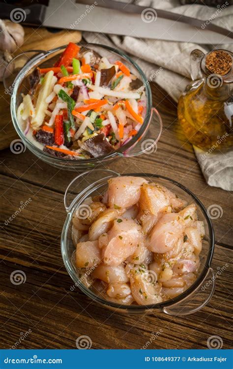 Raw Chicken Fillet Breast Cut into Pieces. Stock Image - Image of