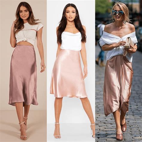 Looks Com Saia De Cetim Midi