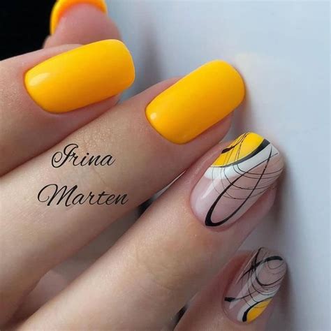 Маникюр паутинка - техника работы и фото идей дизайнов | Yellow nails ...