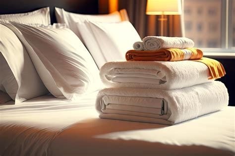 Premium Photo | White bed linen on bed for hotel guests