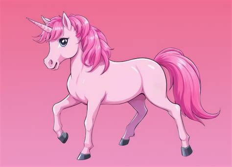 Premium Photo | Cartoon little unicorn on pink background