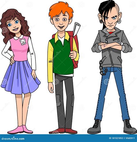 Group Of Teenagers Cartoon
