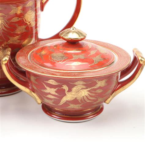 Japanese Kutani Porcelain Tea Set with Crane Motif | EBTH