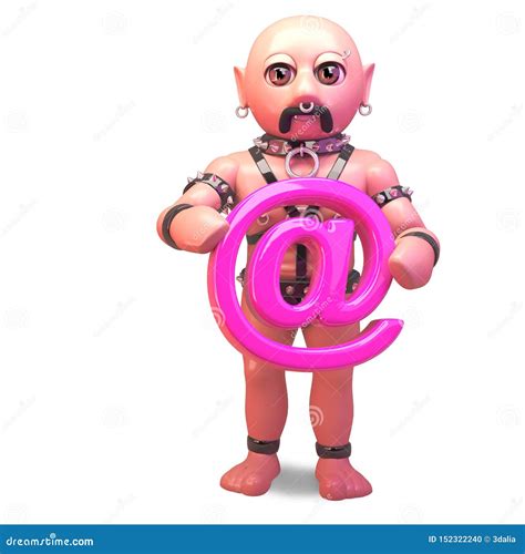 Fetish Gay Man in Bondage Outfit Holding an Email Symbol, 3d