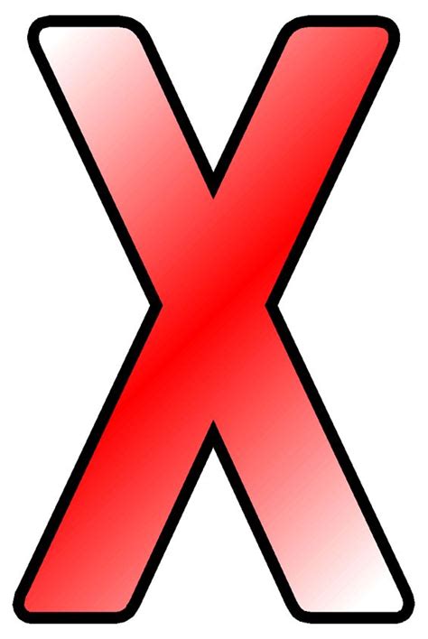 the letter x is red and black