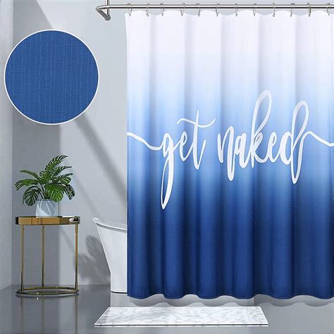 Extra Long Shower Curtain 72 x 84,Get Naked Shower Curtain Blue Ombre