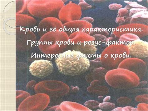 Кровь и её общая характеристика. Группы крови и резус-фактор ...
