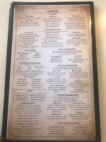Menu at Ye Olde Pancake House restaurant, Eugene