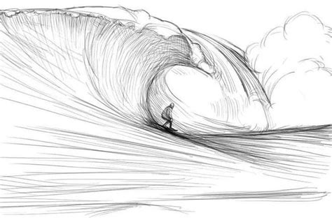 Как нарисовать волны карандашом поэтапно? | Surf drawing, Wave drawing ...