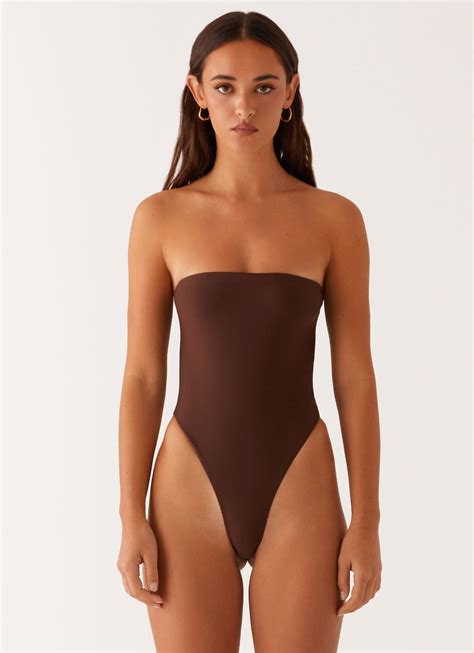Maxine Strapless One Piece Swimsuit - Brown – Peppermayo Canada