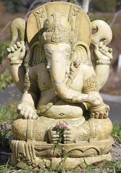 Stone Garden Ganesha Statue 22" (#96ls273): Hindu Gods & Buddha Statues