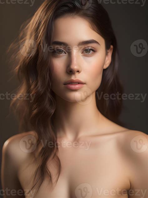 a beautiful young woman with long hair and a nude body AI generated