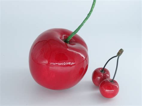 large ceramic cherry handmade big red cherry sculpture