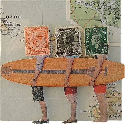 Collage Made From Postage Stamps Aloha Friday — Sian Robertson Art