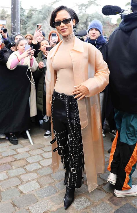 Taylor Russell Wears Sheer Nipple-Baring Turtleneck for Fashion Week