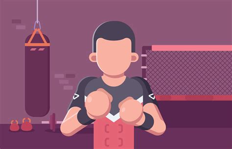 ultimate fighting fighter  training facility  vector art