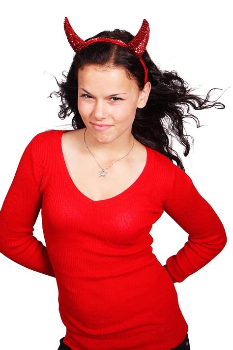 costume, angry, demon, devil, evil, female, girl, halloween, hell, horn ...